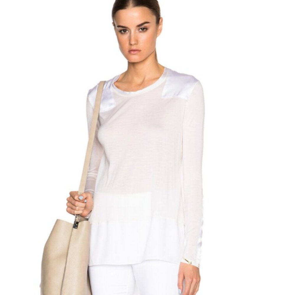 Rag & Bone Bright White Riley Long Sleeve Top XS New NWT - Picture 2 of 8